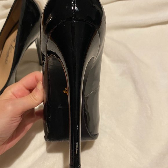 Pour La Victorie Black Patent Leather Platform Heels - Picture 9 of 11